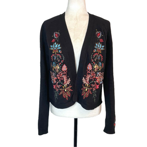 Contemporaine black floral embroidered cardigan